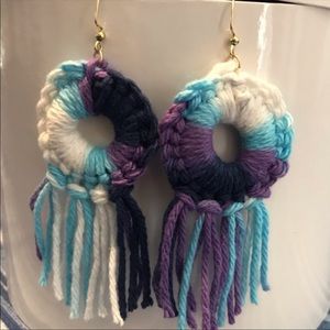 Crochet Boho Fringe Earrings (Handmade)